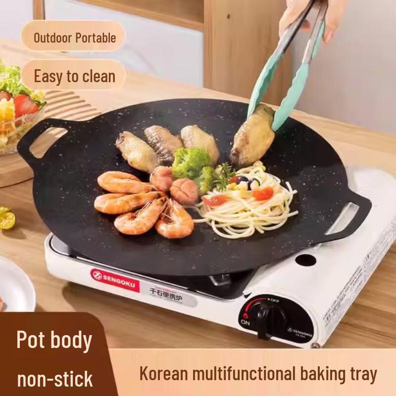 ZISIZ Cast Iron Griddle Plate for BBQ & Teppanyaki