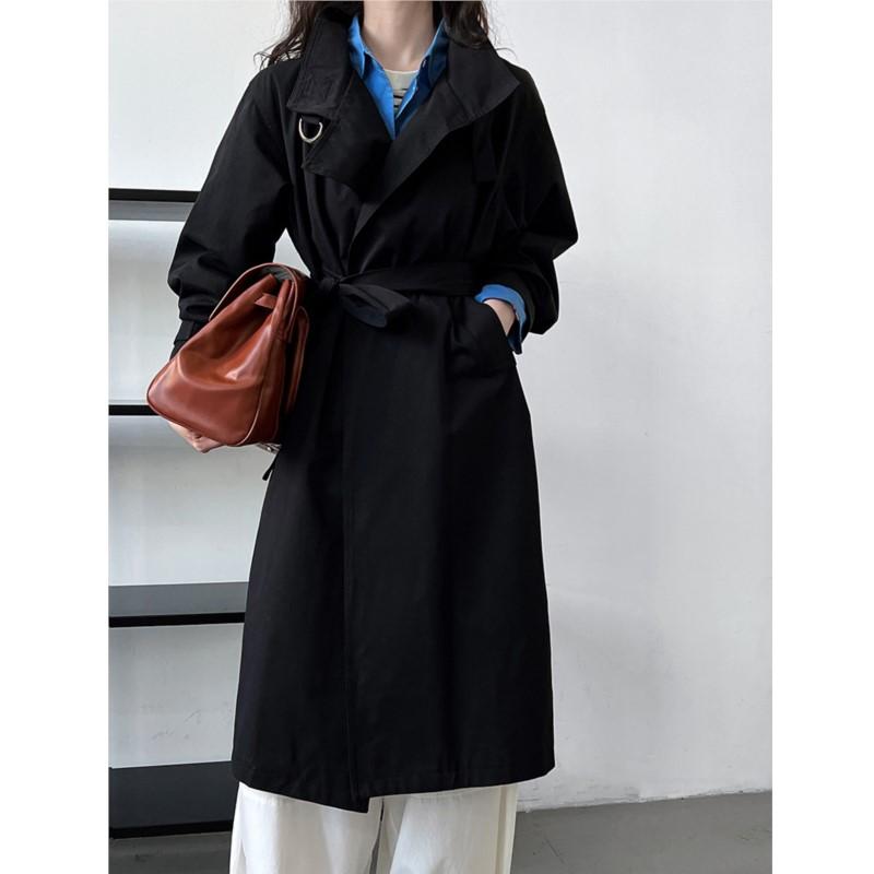 Johnature Herbst Britischer Minimalistischer Trenchcoat Damen Modisch Lässig Lang Vielseitiger Trench