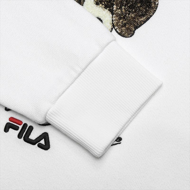 FILA Dog Pattern Casual Hoodie Women hoodies Standard-White F51W338215AWT