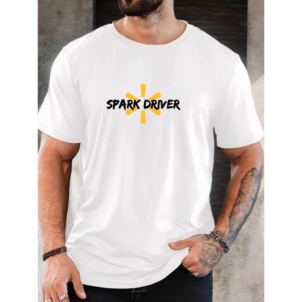 

Men s SPARK DRIVER pattern summer casual crew neck short T-shirt XXXL белый