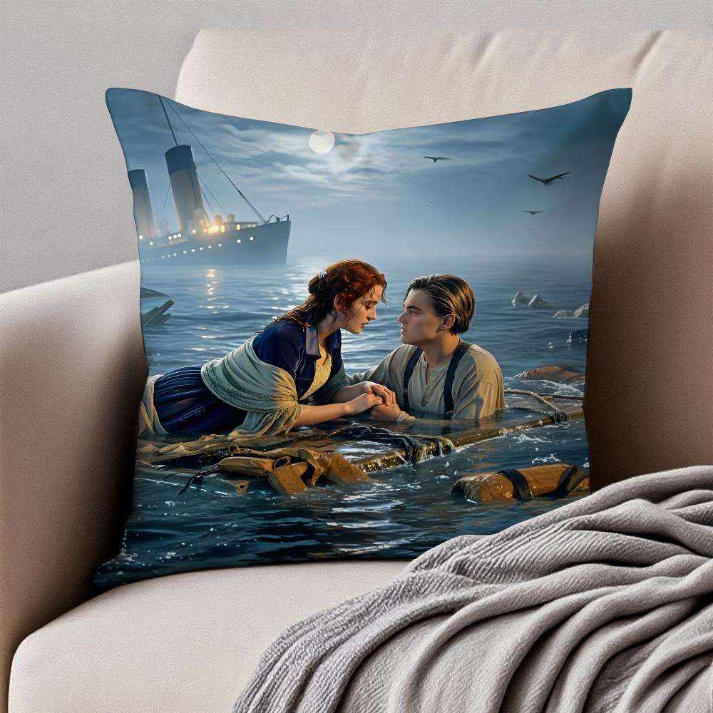 Film TTitanic Cushion Cover Pillowcase Antidustmite Invisible Zipper Short Plush Sofa Cushion