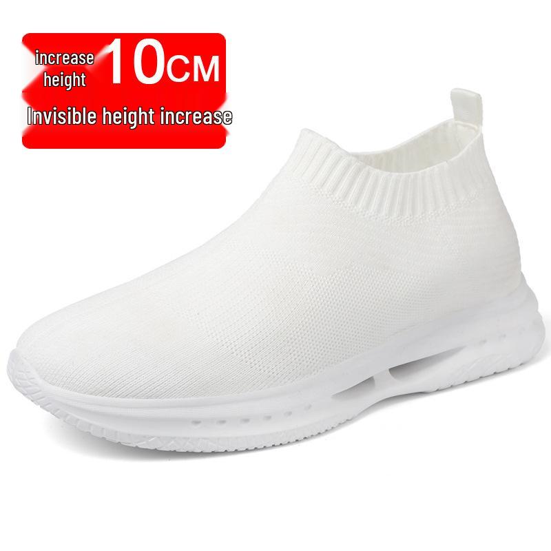 Men s Invisible 8CM Height Increase Fly Knit Mesh Running Shoes