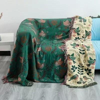 Japanese Throw Blanket Cotton Double Sided Sofa Cover Sofa Cushion Leisure Blanket Bedspread Four Seasons Cooling Quilt Sheet