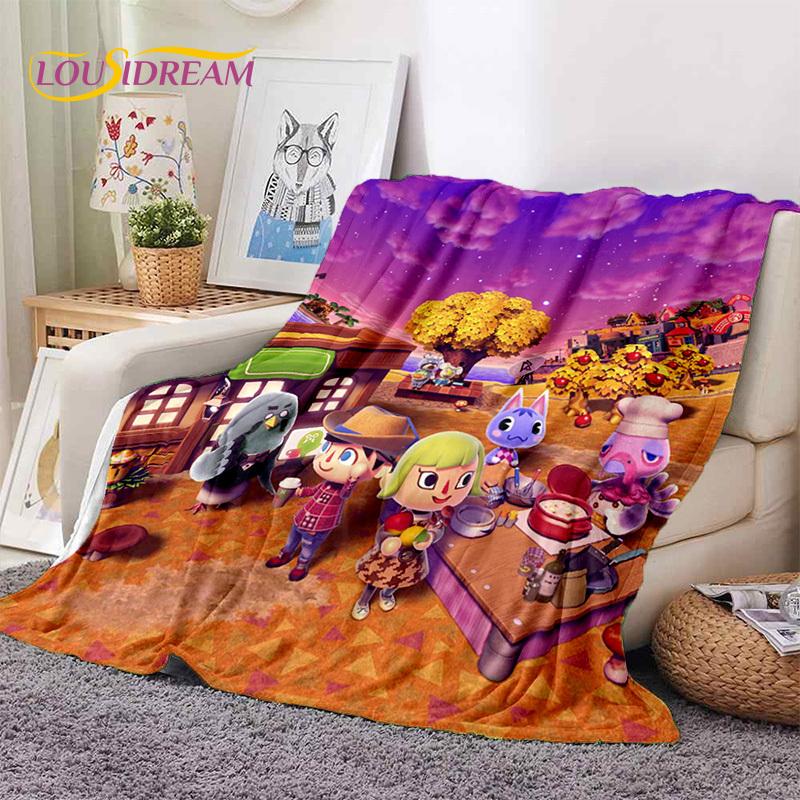 Cute Animal Crossing New Horizons Cartoon Soft Blankets,Throw Blanket Comfortable Blanket for Picnic Beds Sofa Home Bedroom Kids