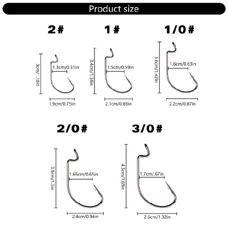 50Pcs Baits Jig Fishes Hook Replacement High Carbon Steel Hook with Plastic Box Worm Soft Baits Jig Fishes Hook