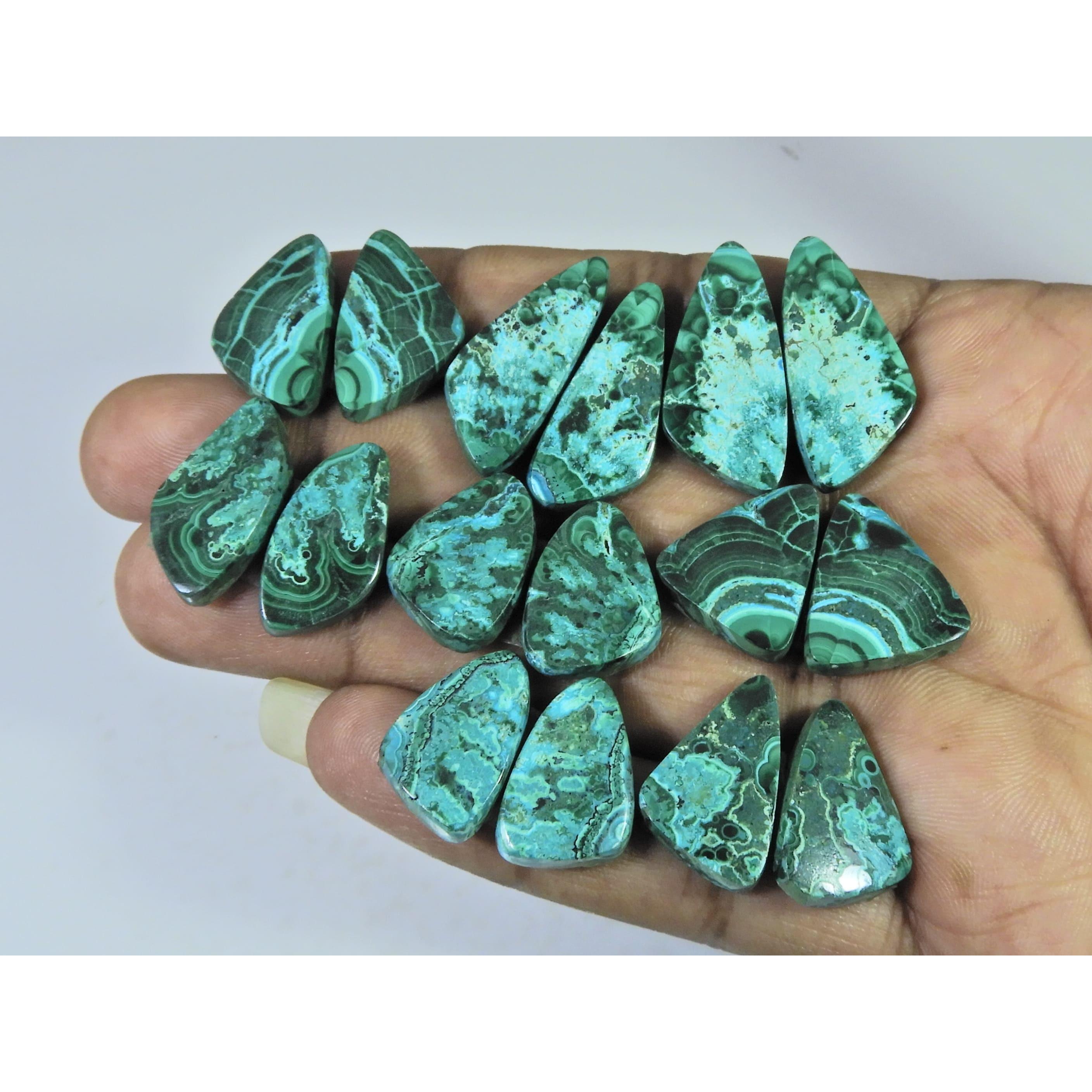190Cts.Natural Chrysocolla Malachite Fancy Cabachon Loose Gemstone 08Pcs Lot C-2791