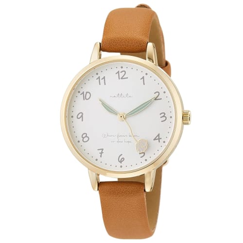 

Fieldwork Analog Watch with Flury Floral Motif and Leather Strap, GY039P-3, Women s, Brown