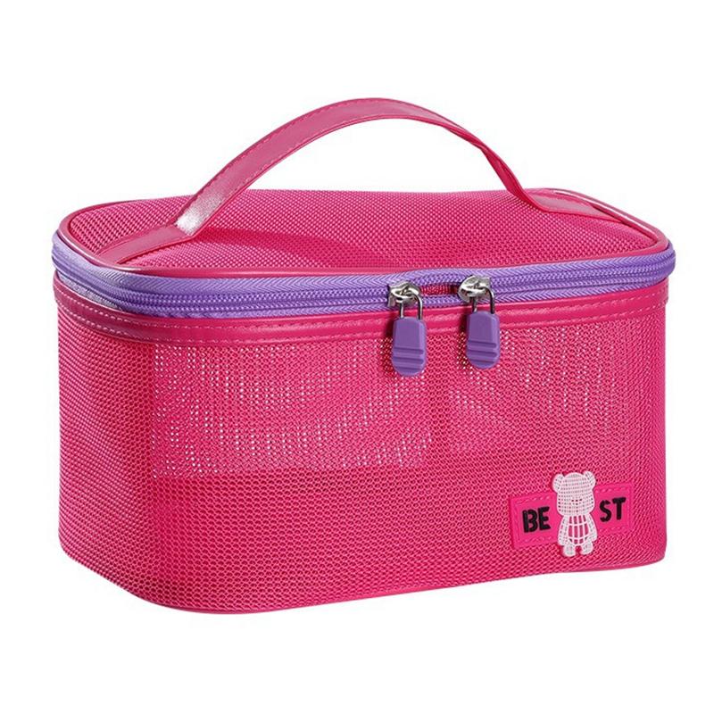 Women'S  Transparent Mesh Travel Cosmetic Bag Storage 1 Layer Toiletry Bag Large Capacity Make Up Organizer Bag