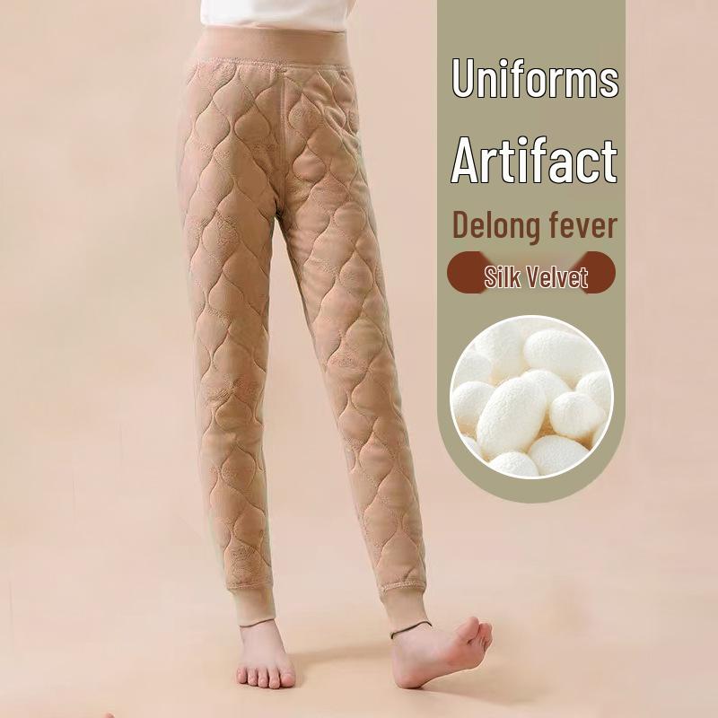 Pantaloni Termici de Bumbac pentru Uniformă Școlară pentru Băieți și Fete - Îngroșați pentru Toamnă și Iarnă