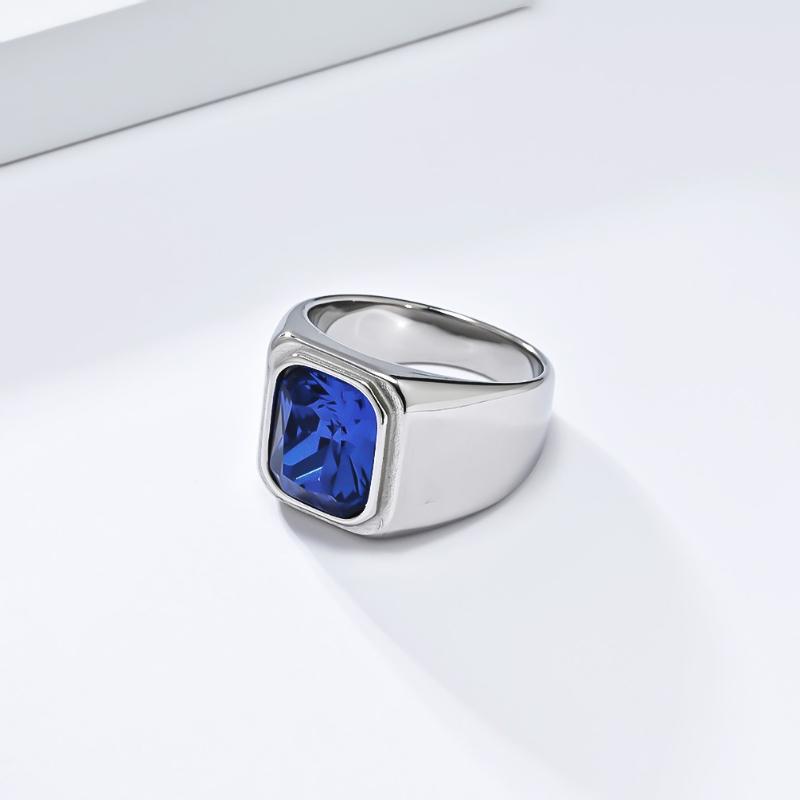 Geometric Zircon Rings Stainless Steel Men Women Personalized Light Luxury Fashion Ring Charm Jewelry