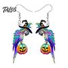 Vibrant Feather Pattern Earrings 1 Pair Cute Acrylic Parrot Earrings, Tropical Animal Dangle Fun Halloween Costume Jewelry for Women, Summer
