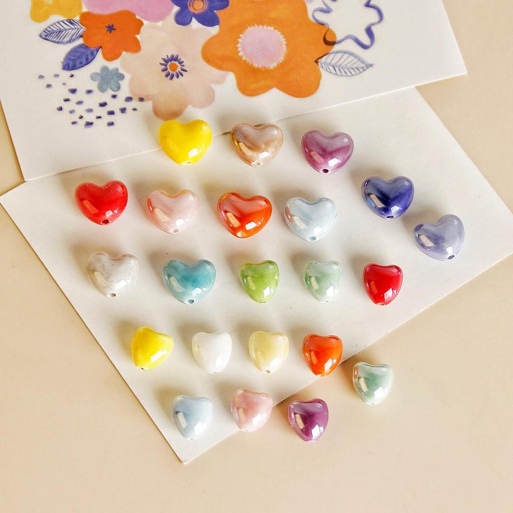 Colorful AB Ceramic Heart Beads for DIY Bracelets, Necklaces, Earrings, and Jewelry Accessories