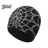 Halloween Party Cap Jacquard High Print Knitted Spider Web Winter Hat Unisex Beanie Elasticity Anti-shrink