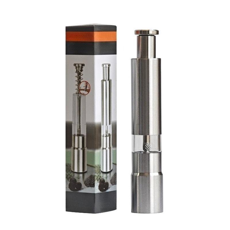 Stainless Steel Press Type Grinder, Black Pepper Grain Grinder, Sea Salt Grinding Bottle, Pepper Powder Mill