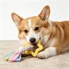 Dog Rope Toy Rubber Ring Dog Chew Toy with Braided Cloth Strips Dog Tug of War Rope Toy for Fetch Toss-and-Catch