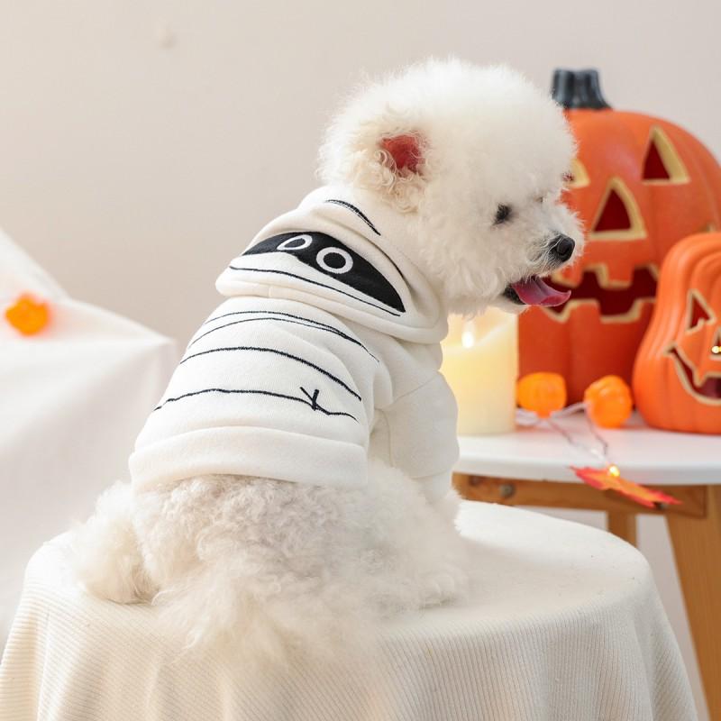 Pet Dog Costume Hoodie Small Breeds Halloween Mummy Style Two-Legged Outfit