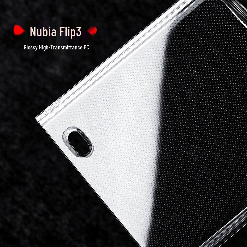 Nubia Flip3 Transparent Hard Case: Foldable Screen Protection with Full Coverage and High Transparency.