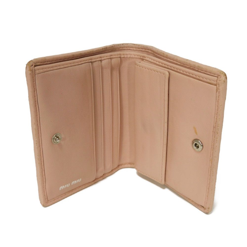 Used Matelasse Compact Wallet 12166 5MV204 2BSQ F0615 7941 with MIU Crystal Pearl Orchid from Japan AUTHENTIC