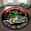 Tappeto Rotondo Garage Hot Rod Rat Fink Retrò, Tappetino Decorativo Artistico Personalizzato, Tappeto da Area Lavabile Antiscivolo per Camera da Letto e Ufficio