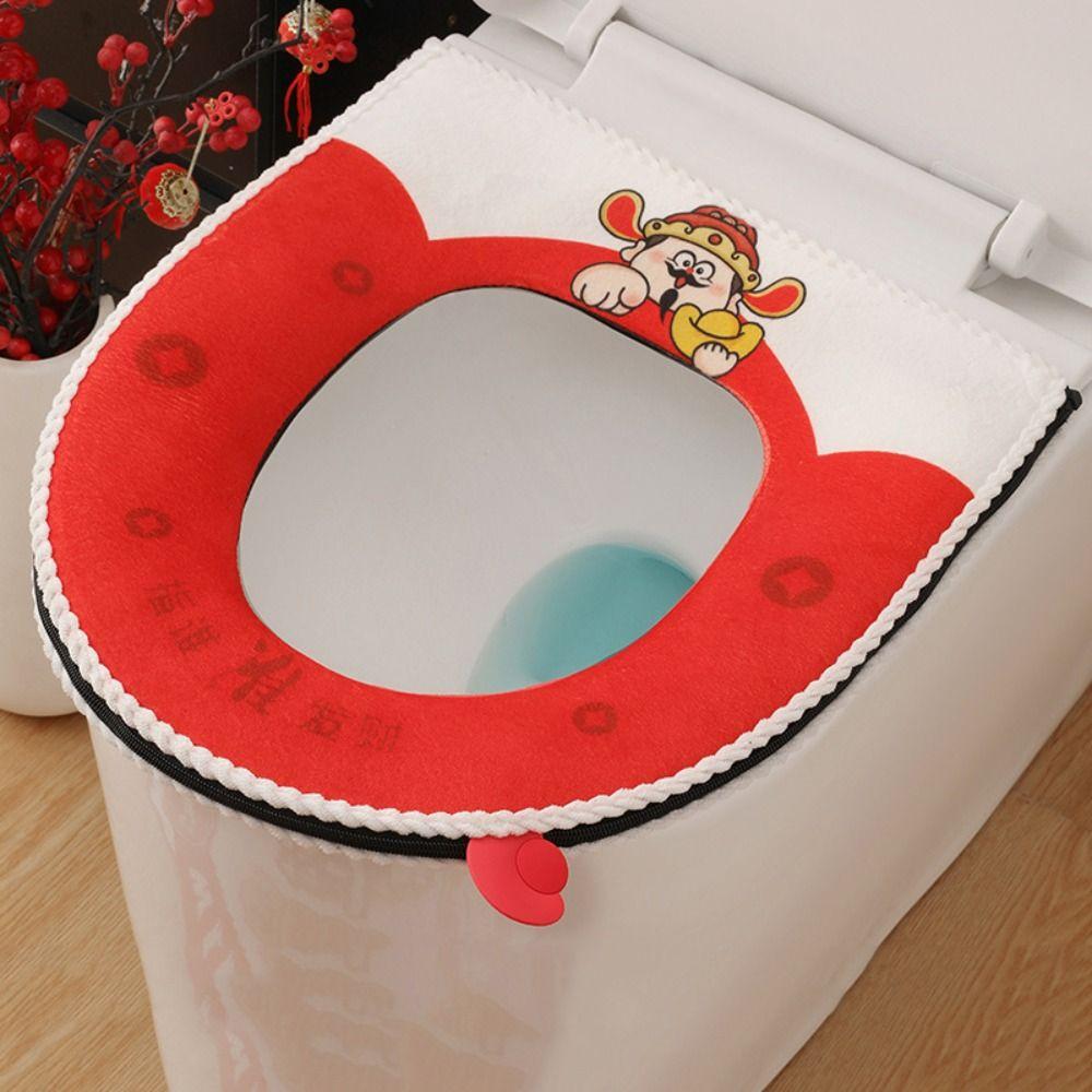 Universal Cute Printed Toilet Seat Cover Cartoon Washable Toilet Pad Anti-Slip Warm Toilet Seat Cushion Bathroom