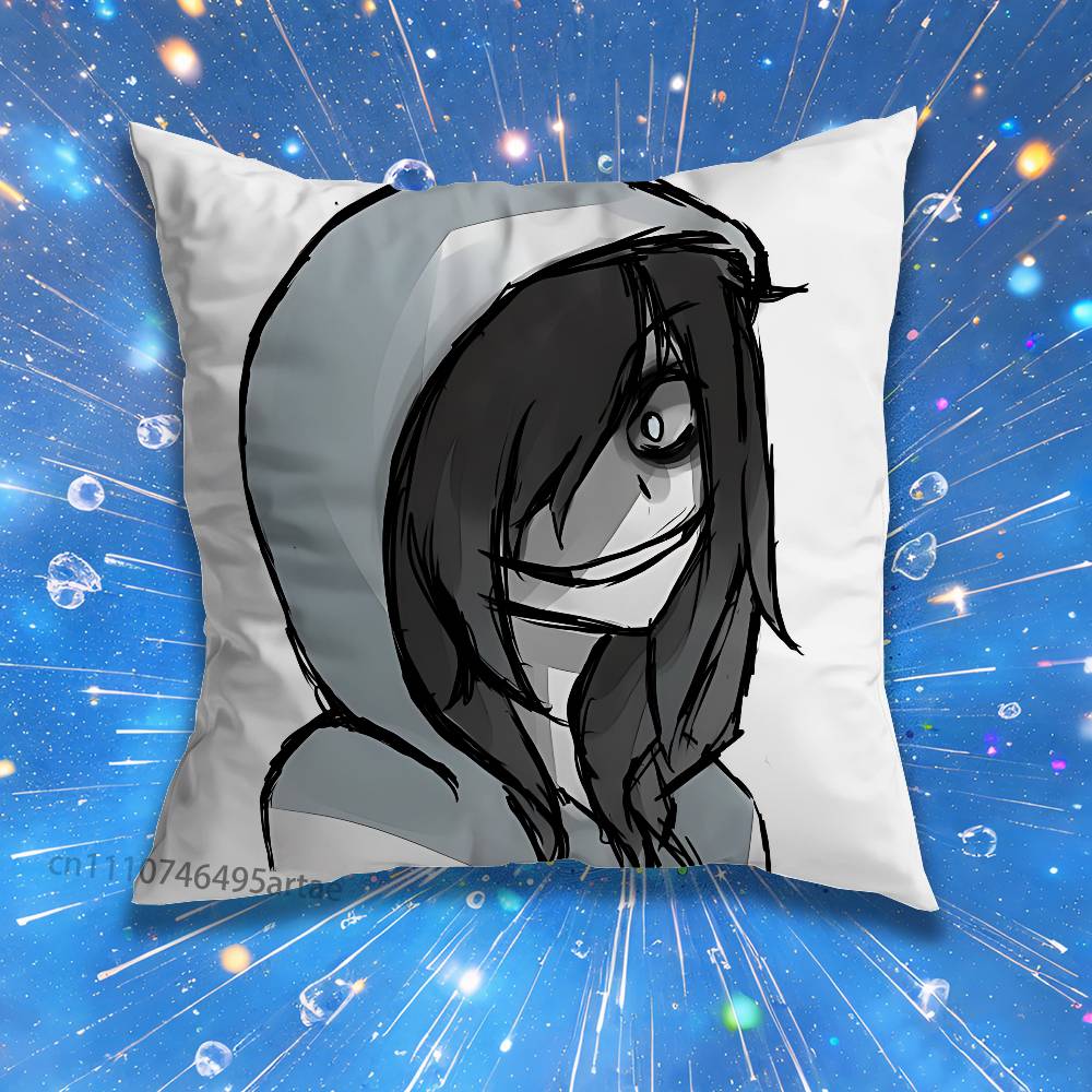 Creepypasta Jeff the Killer Reflective Pillow Case Living Room Sofa Cushion Cover Suitable For Home Bedroom Room Decoration
