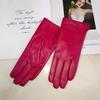 Ladies Sheepskin Gloves Classic Solid Color Versatile Leather Spring Knit Lining Cycling Driving Gloves Autumn