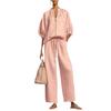 New Arrival Women's Casual Loose 2-Piece Set – Round Neck Zip-Up Top + Wide Leg Pants, Solid Color Loungewear Suit for Travel & Daily Wear