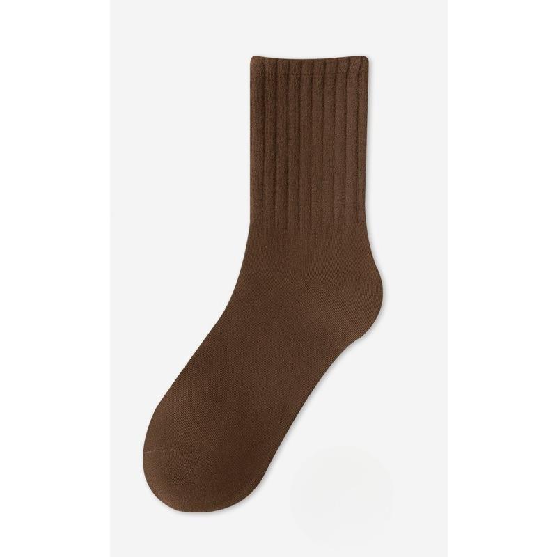 Women's Winter Cotton Socks for Warmth, Wide-mouthed Milk Tea Solid Color Women's Socks, Combed Cotton High-top Cotton Socks