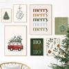 Poster Decorazione Pallina Albero di Natale Agrifoglio Ghiacciato Furgone Invernale Pittura su Tela Stampe Fiocchi di Neve Decorativo Casa Stanza Immagine
