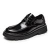 Brand Spring Autumn Men Dress Shoes Lace Up Casual Black Leather Shoes Men Glossy  Loafers Luxury Wedding Party Male Shoes Men
