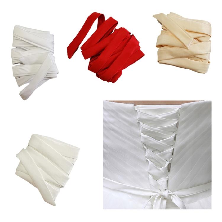 Satined Bridal Ribbon Strap Adjustable Waist Ties Lace Up Ribbon Tie For Wedding Gown Customization Dress Decoration 2PCS