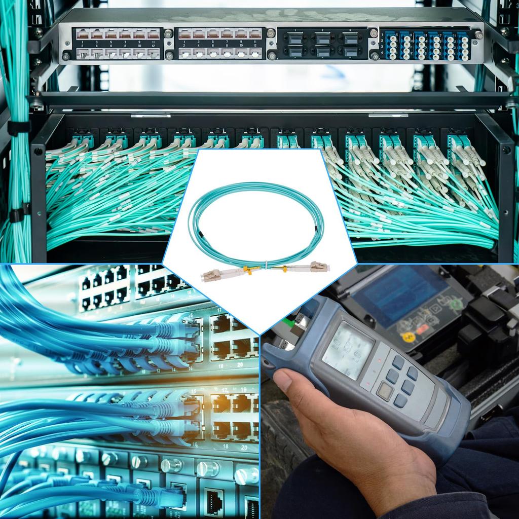 uxcell 3m Green Fiber Patch Multimode Duplex OM3 LSZH Fiber Optic Jumper for Network Transceivers and Instrumentation Cable, LC-LC