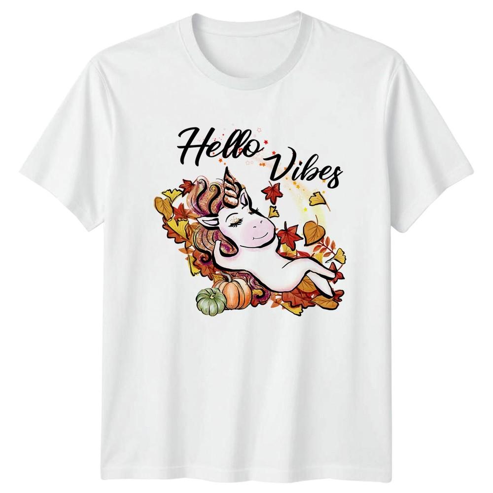 Hello Vibes Unisexs TShirt Unicorn Fall Autumn Gift For Her S