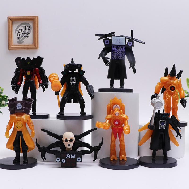 Skibidi Cameraman Toilet Titan Clockman Figurines Animated Decoration Character