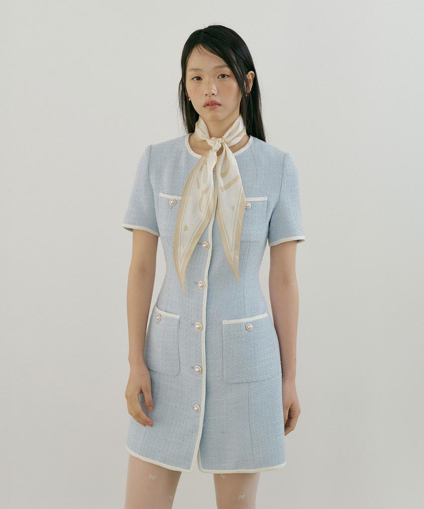 LUCIR ZU Mary Tweed One-Piece (Sky Blue)