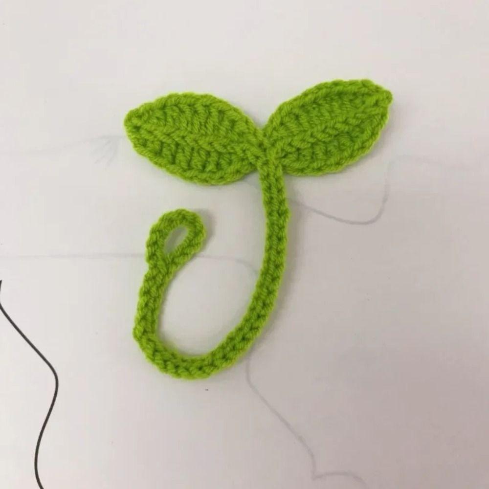 Knitted Green Leaf Bookmark Data Cable Strap Crochet Leaf Sprout Leaf Sprout Bookmark  DIY Craft