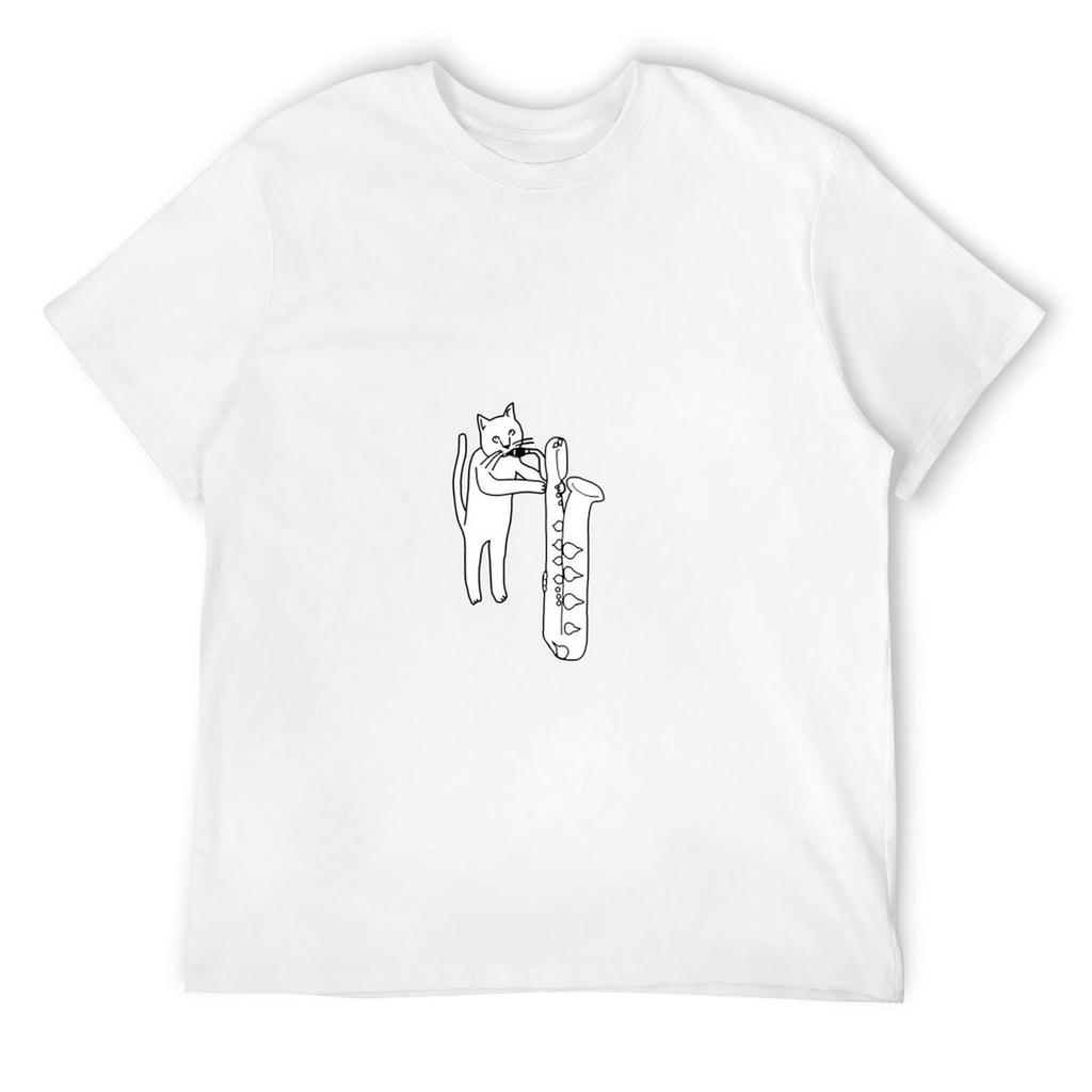 Sax Cat T-Shirt anime t shirts basketball graphic tees mens clothing