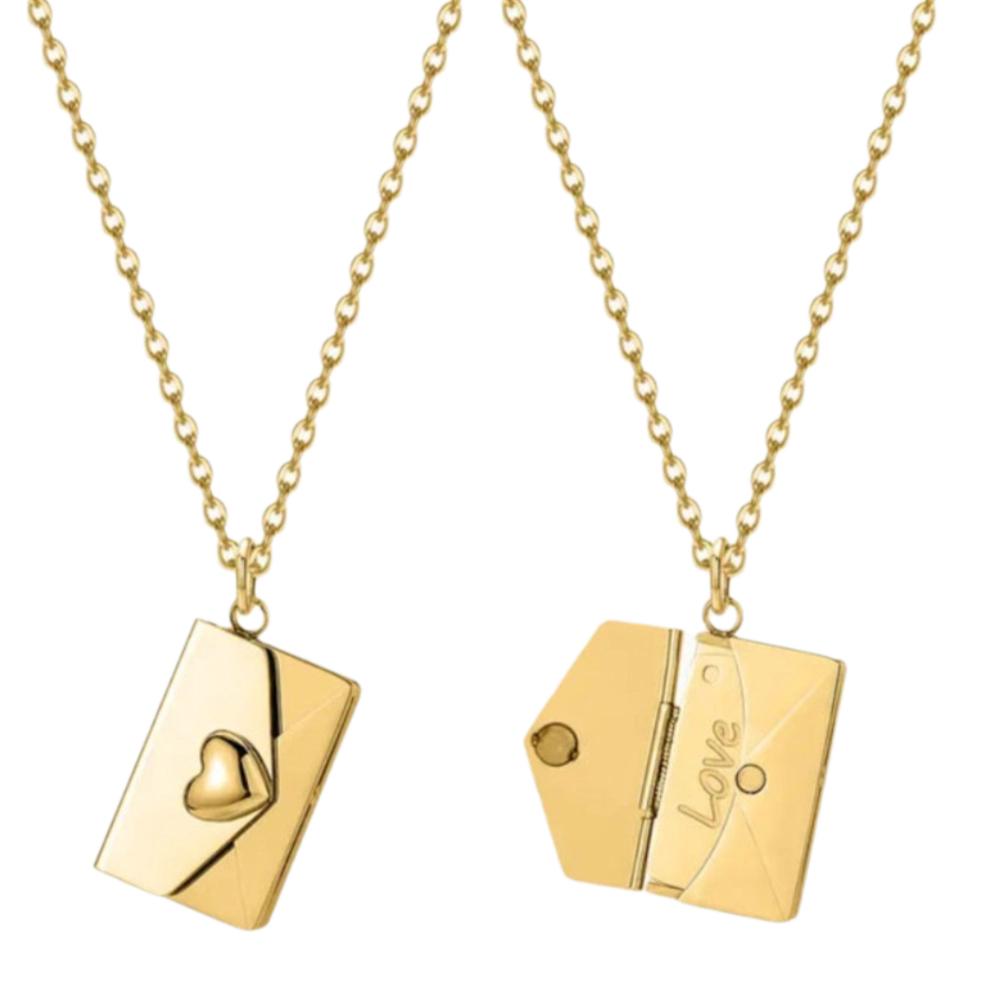 DIY Pendant Sweater Chain Heart Lovers Choker Necklace Simple Envelope Necklace  Couple