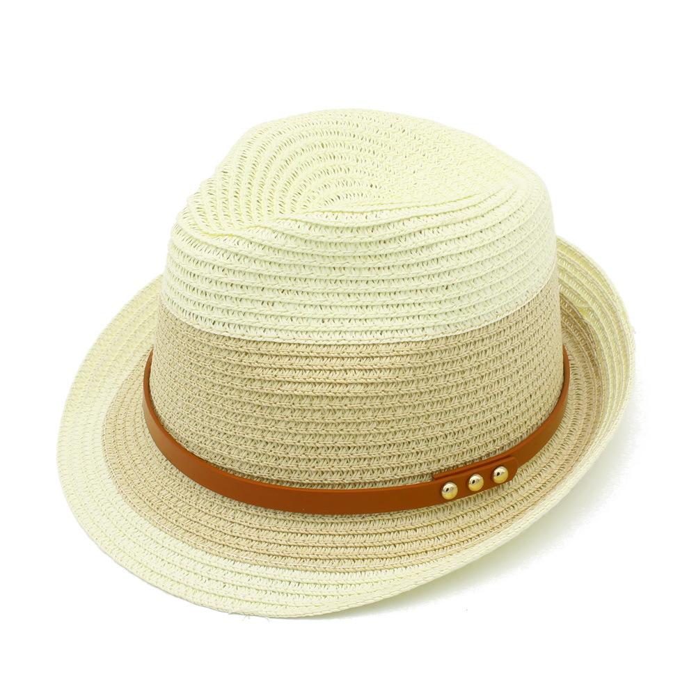 New contrasting color sunscreen top hat men's outdoor travel shading seaside beach hat women's fashion straw hat