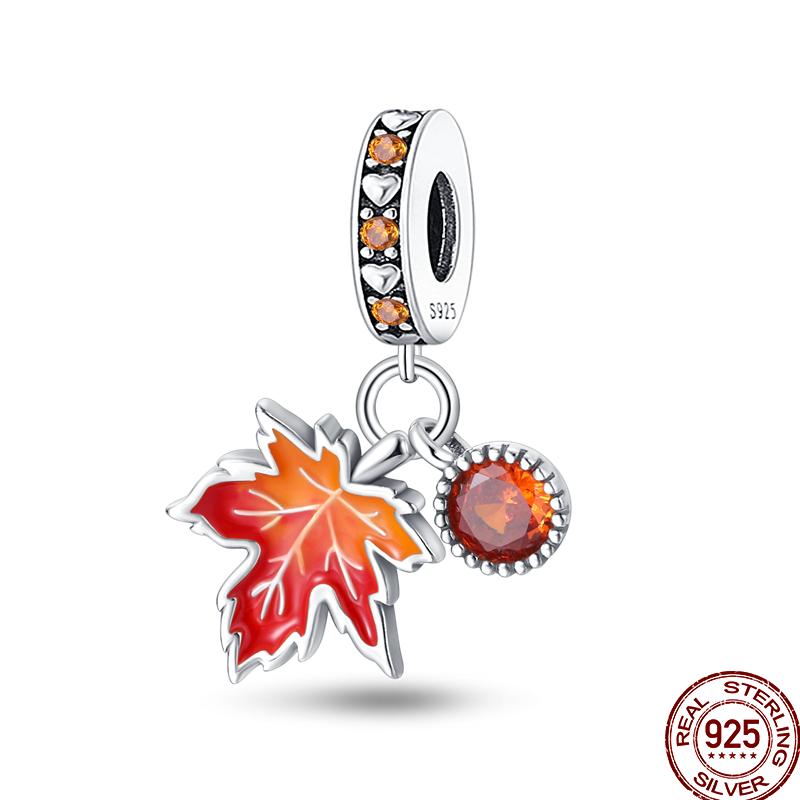 Copper Pumpkin Maple Leaf Squirrel Scarecrow Harvest Autumn Charm Beads Suitable For Pan Original Bracelet