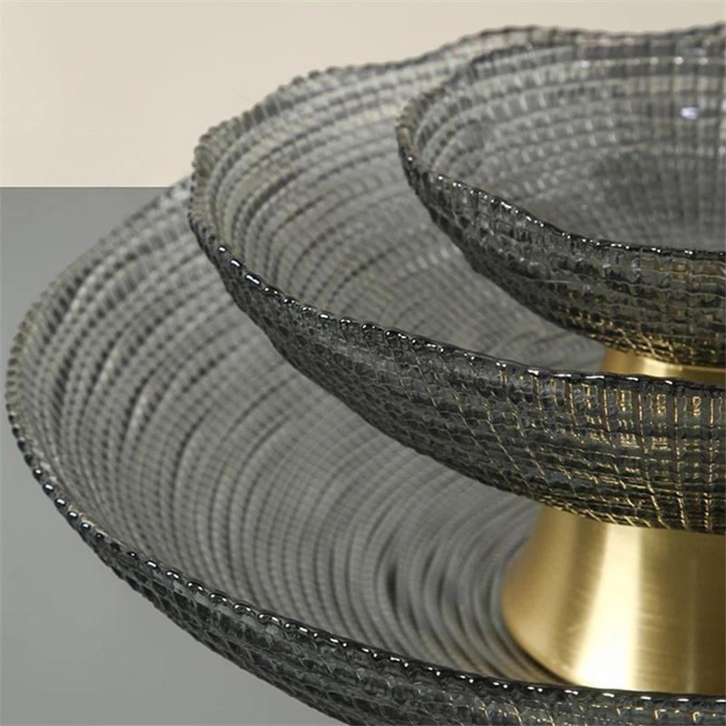 Kreative Glas Obstschale Wohnzimmer Teetisch Heim Snackteller Metall Glas Aufbewahrungsbox Obstkorb Schalen und Tabletts Teller