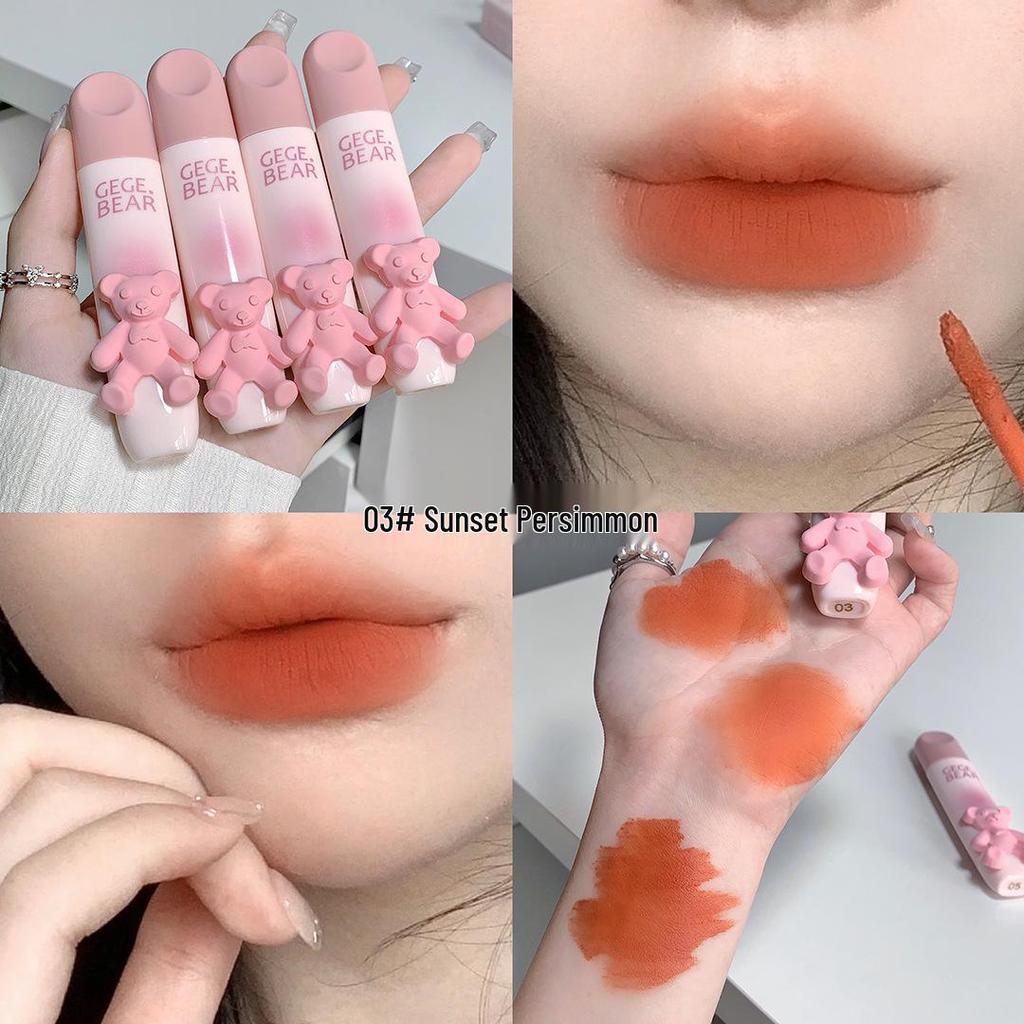 Gogo Bear Matte Lip Glaze – Soft Mist, Tender Color, No Makeup Look, Perfect for Student Parties