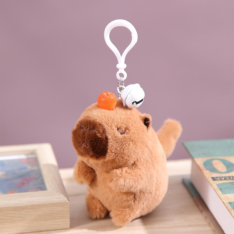 Le Ji Er Capybara Plush Toy Keychain with Wagging Tail & Bubble Blowing Pendant