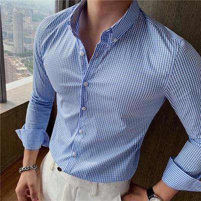 Shirts for Men Long Sleeve Striped Casual Slim Fit Formal Dress Fashion Men Clothing