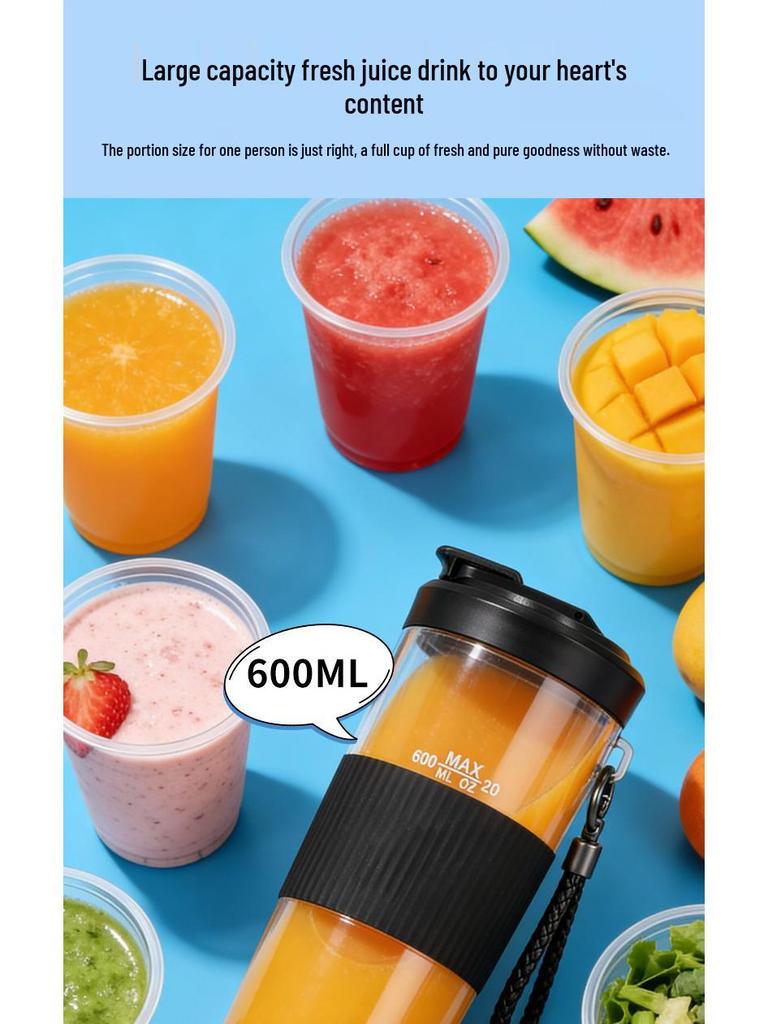 Portable Electric Juicer Cup: Compact Kitchen Blender & Food Processor