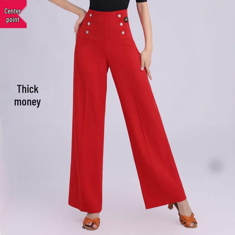 Women's High Waist Wide Leg Latin and Ballroom Dance Pants