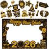 Photo Booth Props Black Gold Selfie Frame 2026 New Year Decorations Fun Party Photo Props Set For New Year Parties Family Photos
