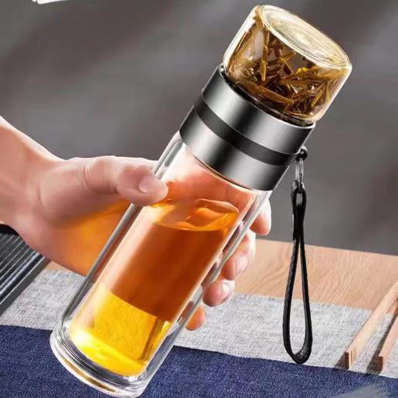 Besque 400ml Double Wall Glass Tea Infuser Bottle