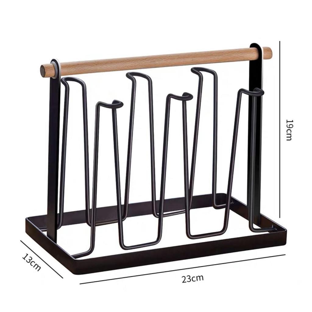 Bottle Rack Glass Cup Holder Stand Tree Drainer with Metal And Wood Construction Quick