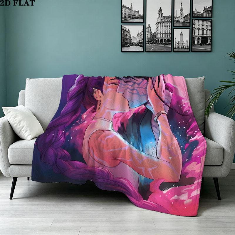 1PC Kpop Demon Hunters Patterned Flannel Blanket Suitable For All Seasons For Home Decor Warmth And Comfort Gifts Holiday Present